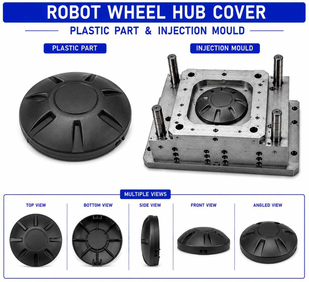 Robot Plastic Wheel Hub Cover Mould and Moulding Services